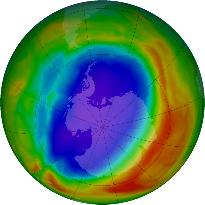Antarctic ozone map for 13 October 1991